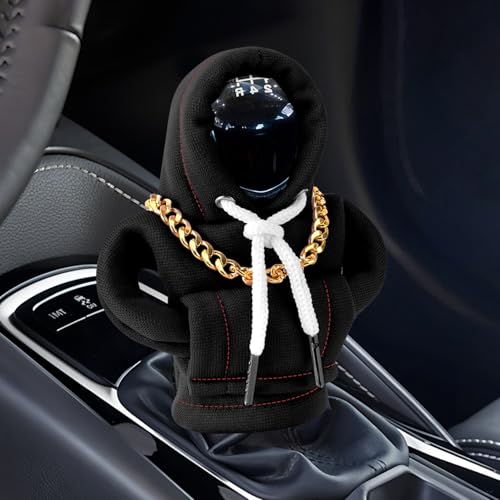 OLLBIT Gear Shift Hoodie,Car Gear Shift Cover,Funny Shift Knob Cover,Universal Fit Hoodie Car Decor,Automotive Interior Accessories for Gift (Black)