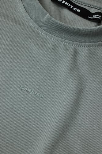 Image of SNITCH Men Oversized Fit T-Shirt | Premium 100% Cotton Breathable Fabric & Smooth Texture | Minimalist Casual Wear T-Shirt with Drop Shoulder & Half Sleeves for Daily Use