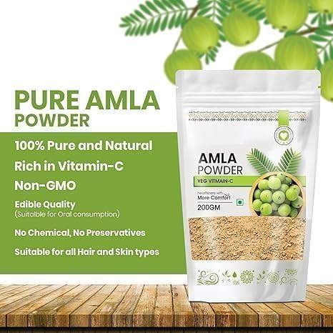 Amla Powder (200g) 100% Pure & Natural Boosts Hair Growth, Skin Health, Immunity Ideal for Eating, Drinking & DIY Hair Masks