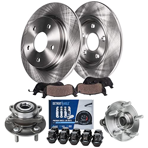 Image of Detroit Axle - REAR Brake Kit for 2013-2016 Ford Fusion 2013-2014 Lincoln MKZ Disc Brake Rotors Ceramic Brakes Pads Replacement Wheel Bearing Hubs Lug Nuts: 11.89 inch inch Rotor