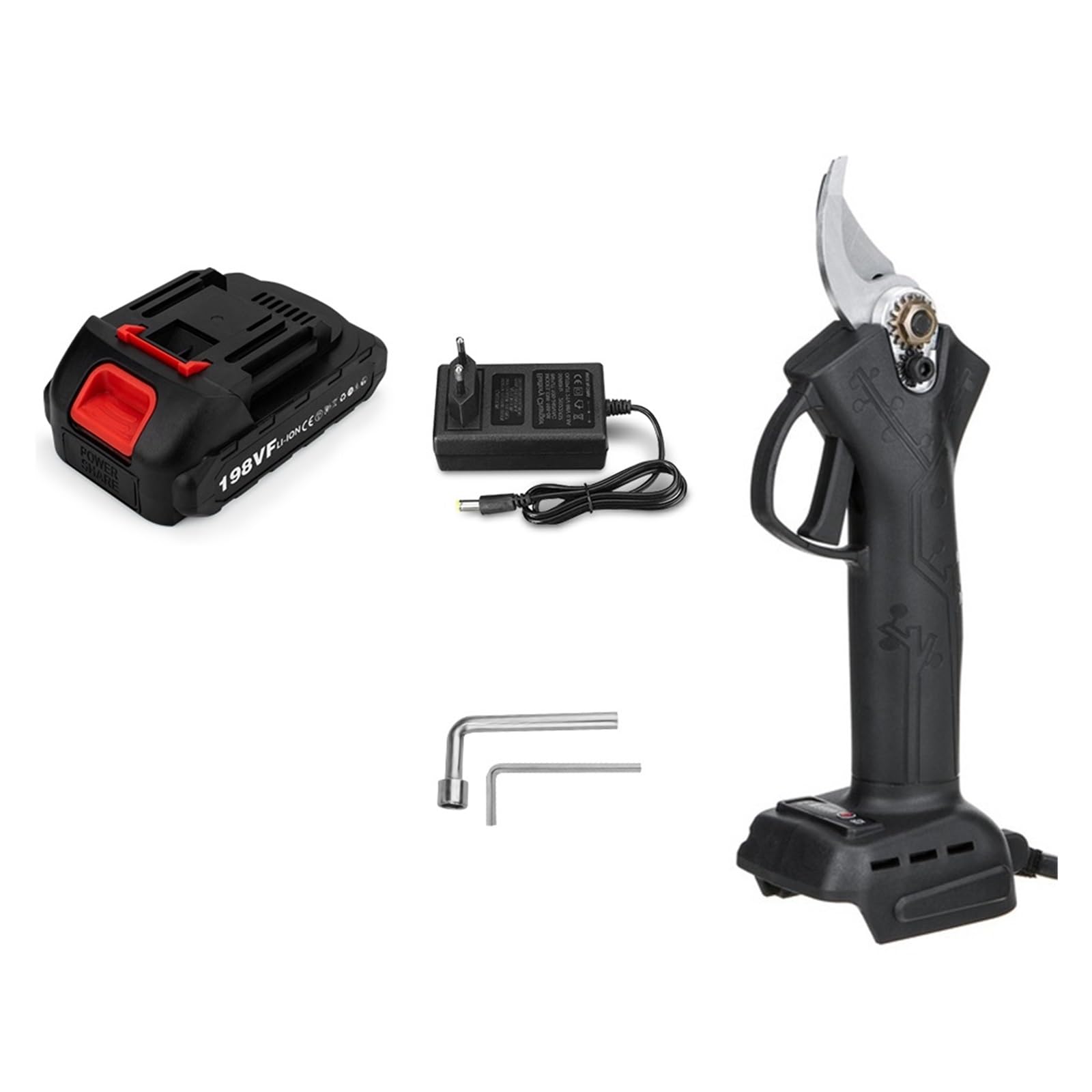 Sekatory Elektryczne 30mm 4-biegowe Bezszczotkowe Akumulatorowe Elektryczne Sekator Nożyce Wydajne Drzewo Owocowe Bonsai Przycinanie Gałęzi Przecinak Do Akumulatora 18V(1 Battery Black)