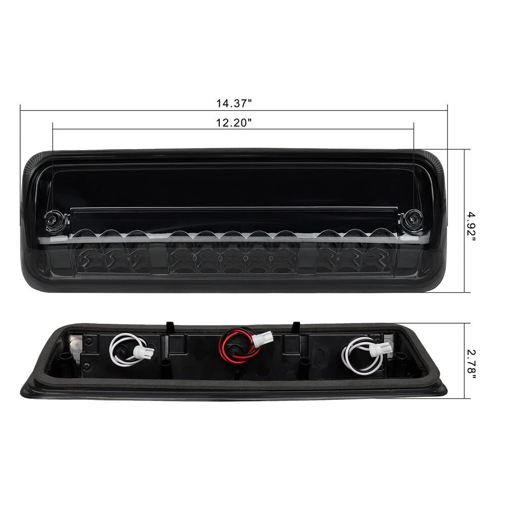LBRST Rear High Mount Stop Brake Lights Third Brake Cargo Light Fit For Ford For Explorer Sport Trac 2007-2010 For Ford For F-150 2004-2008 For Ford For Lobo 2004-2008 Black+Clear