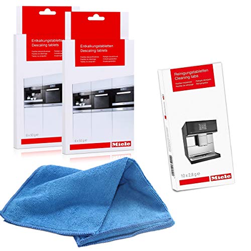 Preisvergleich Produktbild Miele Sparpack 12 Entkalkungstabletten + 10 Reinigungstabletten + MARETeam Microfasertuch