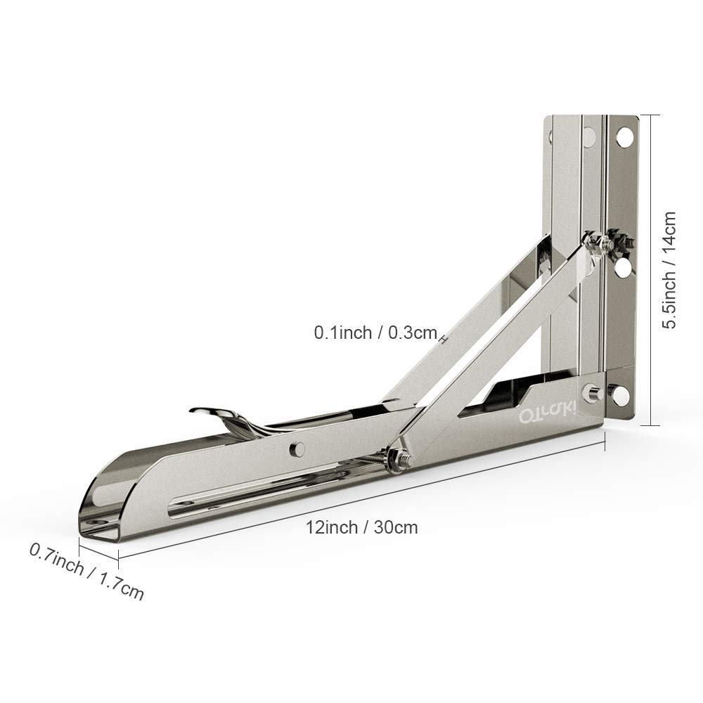 OTraki Folding Shelf Brackets 300mm 2 Pack Wall Brackets for Shelves