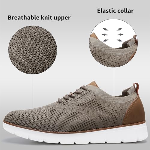 Men's Casual Dress Oxfords Sneakers Business Mesh Breathable Lightweight Walking Shoes Tennis Comfortable Fashion Office Khaki EU44 by LEZTA - Used condition - Image 3