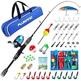PLUSINNO Kids Fishing Pole with Spincast Reel Telescopic...