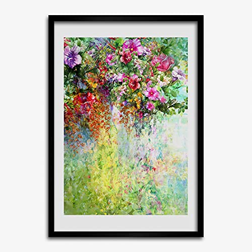 Cadre photo MDF 50x70 cm Tulup avec affiche de fleurs colorées pour tableau moderne