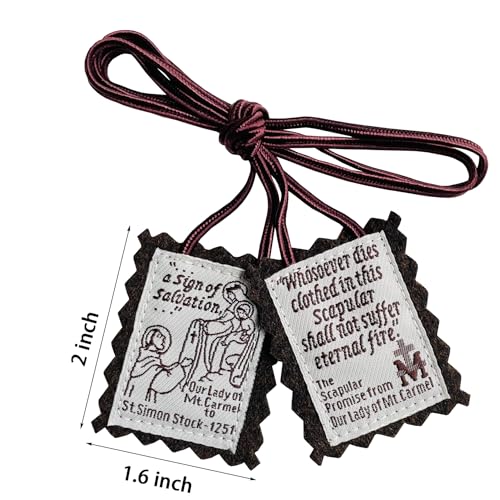 Scapulars Catholic,3 Pack Bulk Brown Scapular Of Our Lady Of Mount Carmel,Escapularios Catolicos Scapular Catholic Necklaces Gift For First Holy Communion and Confirmation Mexican Folk Art Decoration2