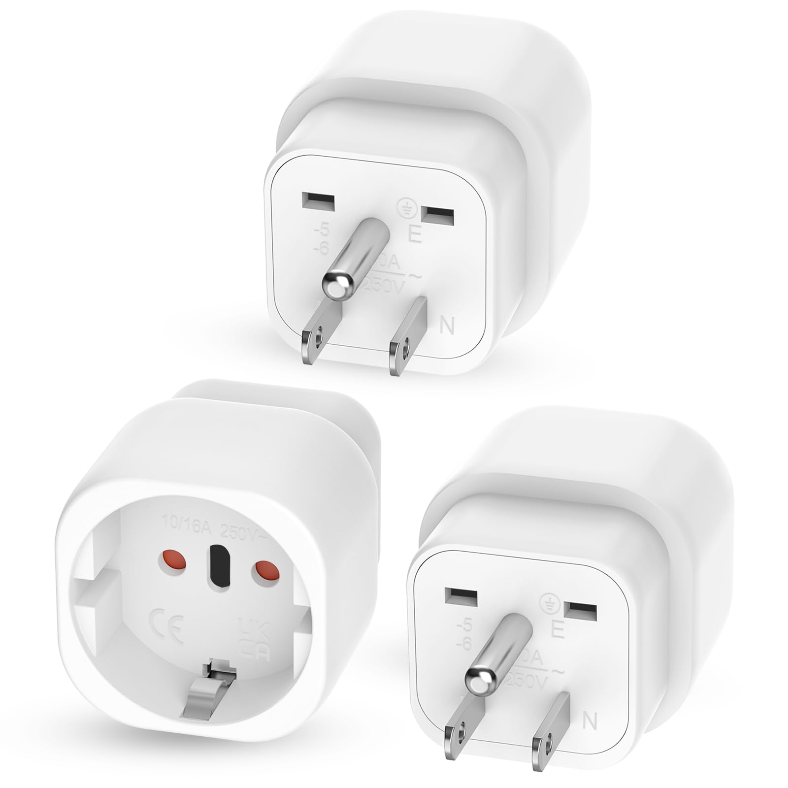 3 Adaptateurs De Prise USA/Canada/Mexique – Conversion Prise Européenne Vers Type B – Pour Téléphone, Ordinateur – Voyage