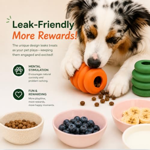 Image of Green Sheep Enrichment Dog Ball for Small Dogs, Natural Rubber Treat Dispensing Chew Toy for Mental Stimulation & Boredom Relief, Interactive Dog Toys, Green