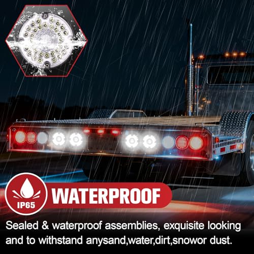 Image of 2PCS 7 inch 36 LED Round Trailer Tail Lights (White)
