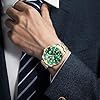 OLEVS Mens Watches Gold Silver Analogue Quartz Stainless Steel Men's Watch Big Face Classic Green Rotating Bezel Dress Watch Men Waterproof Calendar Luminous Watches for Mens Reloj para Hombre #1
