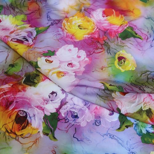 100cm* 140cm Digital Print Viscose Fabric Dress Rayon Material Rose Floral Print Rayon Fabric Gown Pajamas Poplin Material (10 Meter)