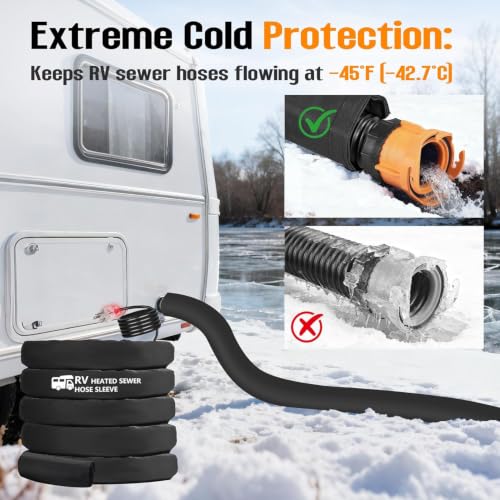 Image of Sewer Hose with Heated Sleeve Avoid Freezing at -45F, Blue Rv Sewer Hose kit ,Sewer Hose for Rv Camper /Rv Accessories (15FT-1)
