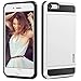 iPhone 5S Case, iPhone 5 Case, Vofolen Impact Resistant iPhone 5S Wallet Case Hybrid Bumper Armor Snap-on Black Soft Rubber Cover Protective Shell Card Holder for iPhone 5 5S SE - White
