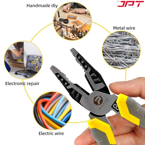 Image of JPT Pro cut Heavy Duty 8-Inch High-Leverage Side Cutting Pliers for Twisting, Clamping Screws, and Cutting Soft Metals like Copper and Aluminum