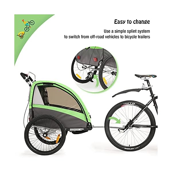 Fiximaster 2020 2 in 1 Multifunktions Fahrradanhänger Kinderwagen Kinderwagen Kinderwagen Handwagen - Grün BT504S Neu … – Bild 4