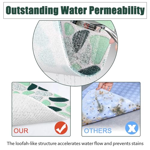 Square Shower Mat 60x60cm Non Slip Anti Mould Bathmat for Inside Shower丨Loofah Shower Mat for Inside Bath Soft Massage Mat for Bathroom Wet Areas丨Anti-Slip Bathtub Mat Washable Cuttable Quick Dry - Image 4