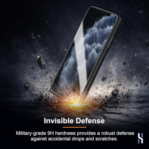 Image of Tempered Glass for iPhone 11 Pro | X | Xs (5.8 Inch) Military Grade 9H Screen Guard, Anti-Scratch, Shatterproof, Edge-to-Edge Full Coverage - Black Border