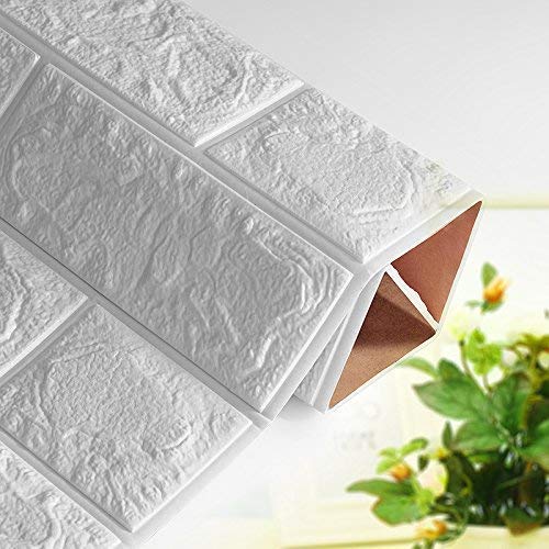 Adan 10PCS 3D Brick Wall Stickers, Stick 3D Art Wall Panels for Living Room Bedroom Background Wall Decoration and PE Foam Self-Adhesive Wallpaper Peel, 30.3