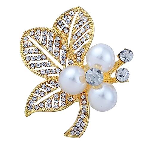 Image of Crystal Pearl Flower Brooches Pins Fashion Beautiful Created Rhinestone Floral Brooch Good Idea for Party Dance Wedding Banquet for Elegant Women Girl