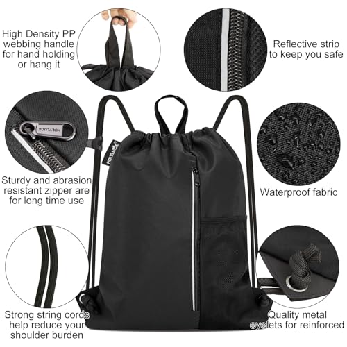 HOLYLUCK Men & Women Outdoor Sport Gym Sack Waterproof Drawstring Backpack Bag4