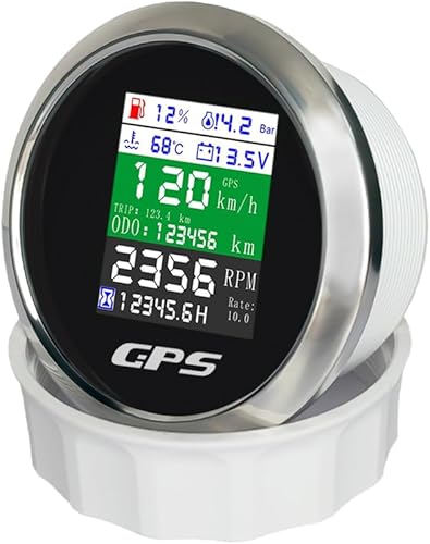 Miniatura 9 de ELING Velocímetro GPS ajustable multifuncional 6 en 1, tacómetro, voltímetro, presión de aceite, nivel de combustible, medidor de temperatura del