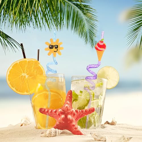 24 pitillos de plástico reutilizables con brillo para fiesta miniatura 2