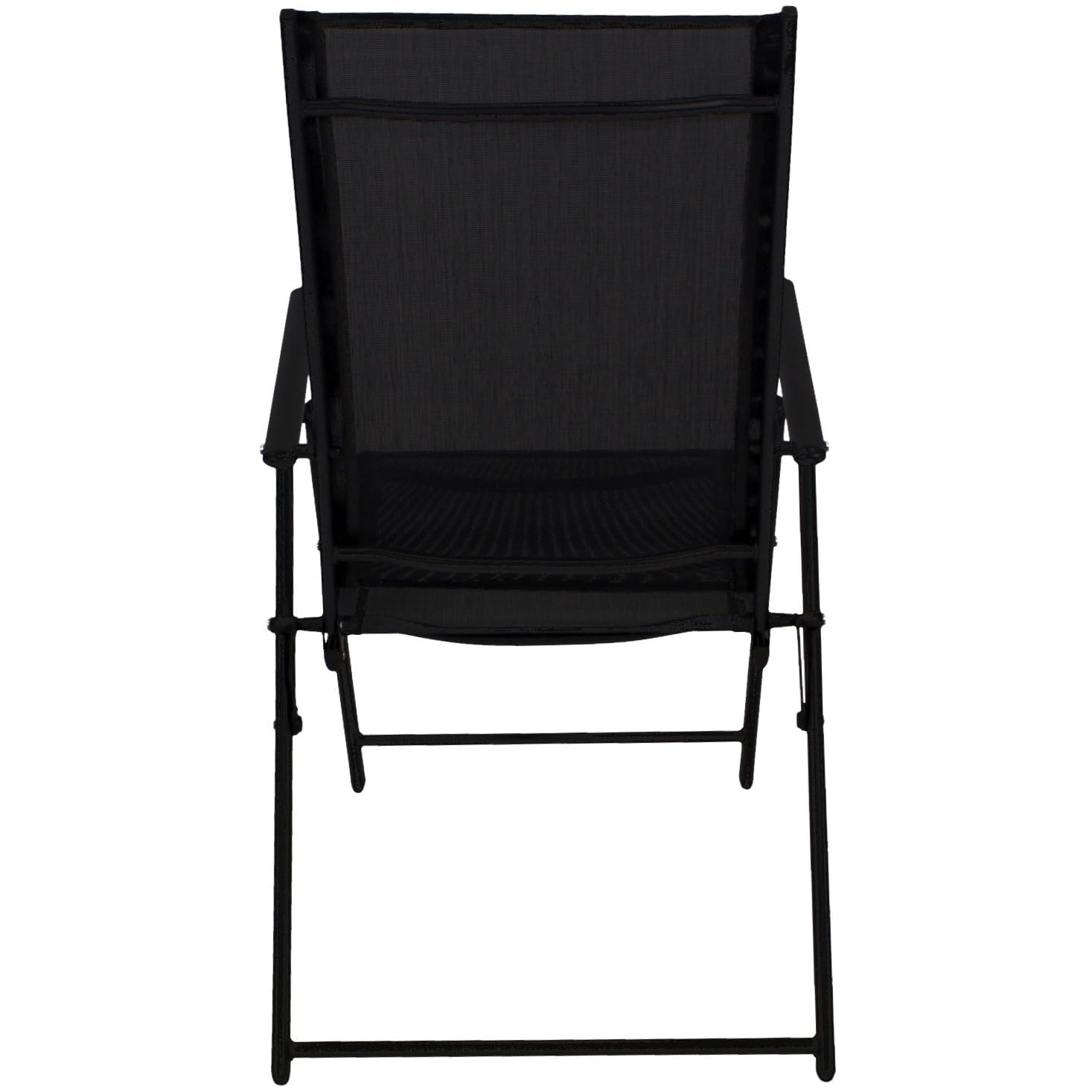 DEGAMO Milano - Juego de 4 sillones plegables (metal negro y tejido acolchado, 7 posiciones, resistentes a la intemperie, para exteriores)