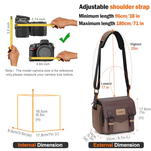 Bolso mensajero para cámara, impermeable, Brown miniatura 4
