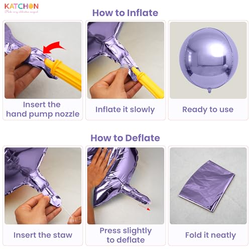 Image of KatchOn, Pink Purple Silver Foil Balloons - 22 Inch, Pack of 6 | Metallic 4D Unicorn Balloons for Unicorn Birthday Decorations | Princess Party Decorations, Mermaid Balloon For Pastel Decorations