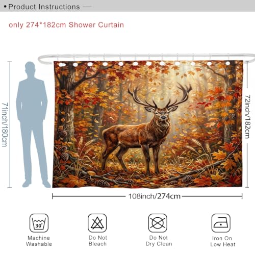 Rideau de douche extra large nature automne en polyester orange 274x183 cm - 4