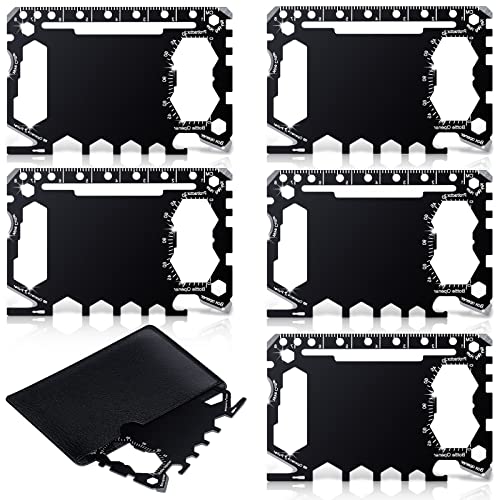 6 Pcs Credit Card Wallet Size Multitool 46 in 1 Multi Purpose Survival Pocket Tool Multipurpose Tool Card for Christmas Men Gift, 3.15 x 2.05 Inch (Black) -  LEIFIDE