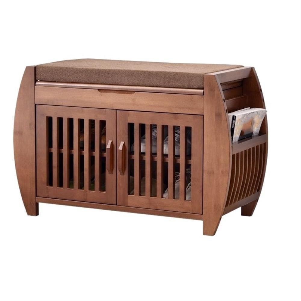 Banc de rangement à chaussures avec étagère et assise rembourrée
