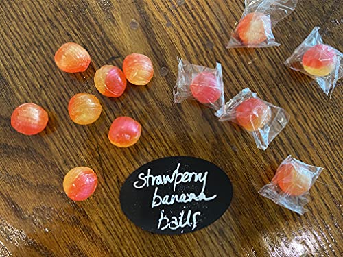 Strawberry Banana Fruit Balls Hard Candy Wrapped, Bulk Gift Bag (One Pound) #TOP4
