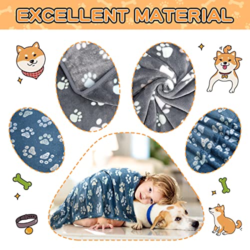 Image of 1 Pack 3 Blankets for Dogs, Dog Blankets for Large Dogs, Medium Dog Blanket Super Soft Fluffy Premium Fleece Pet Blanket Flannel Throw for Dog Puppy Cat Paw Blanket,Gray 2+ Blue 1,41x31 inch