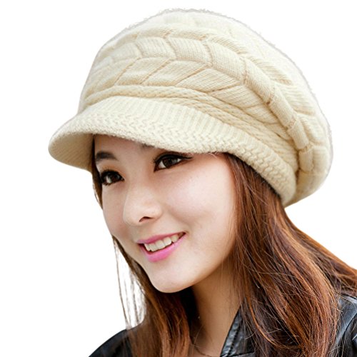 Gorros y guantes de invierno para mujer tejidos y cálidos miniatura 2