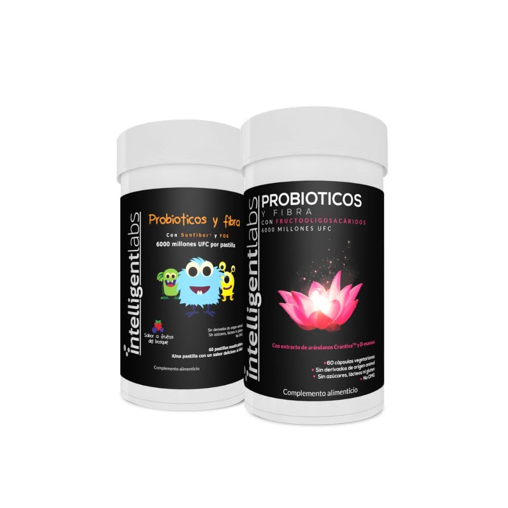 Intelligent Labs Pack 2-en-1: Probióticos Mujer (Cranberry, D-Manosa) y Niños (6 Mil Millones UFC). 60 Porciones, Suministro para 60 Días. Salud Vaginal, Urinaria y Digestiva para Madre e Hijo.