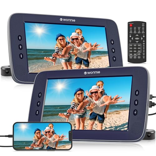 Portable Car DVD Player, WONNIE 10.5' Dual DVD Player with HDMI Input/Output,Regions Free, Support USB Card/Sync TV