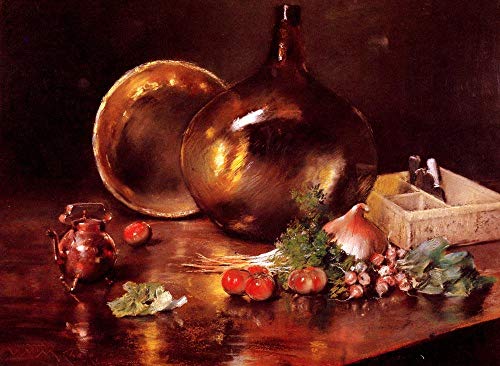 Peinture impressionnisme nature morte de Chase en laiton et verre pour décoration élégante