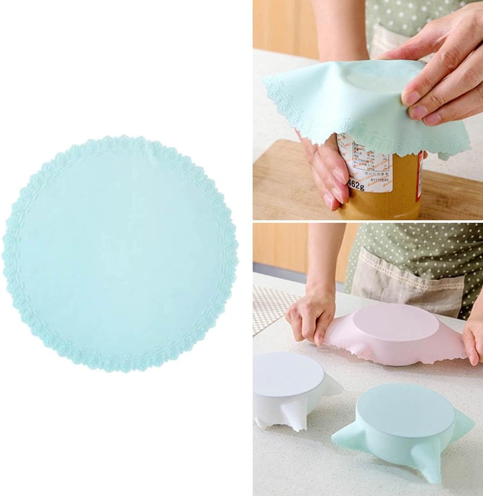 Joie Kitchen Gadgets Silicone Stretch Lids for Containers Bowl Covers Food Lids Cartoon Flower Design Heat Resistant Leak Eco-friendly Reusable