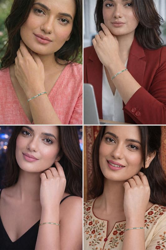 Image of Clara 925 Sterling Silver Slim Tennis 2mm Bracelet Gift for Women Girls | Multiple Color Options | Size Adjustable | Platinum Plated | Swiss Zirconia