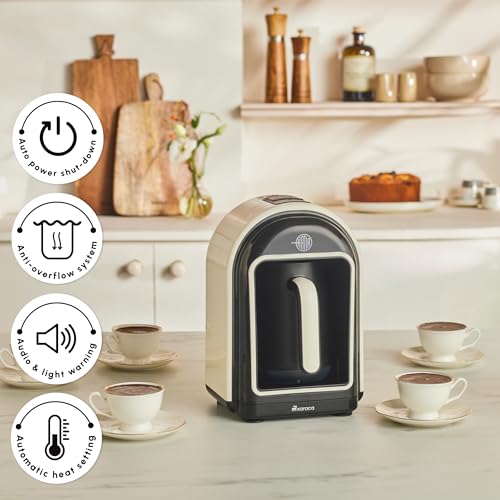 KARACA Hatır Turkish Coffee Maker, 5 Cups Electric Turkish Coffee Machine with Ember Mode, Automatic Temperature Control, Overflow Protection, Audible & Visual Alerts, Cream by KARACA - Image 4