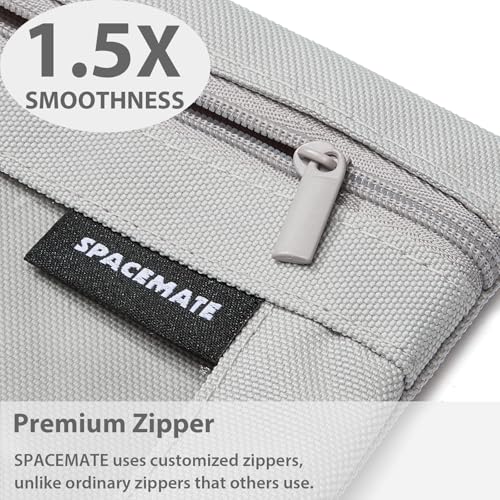 Image of SPACEMATE 2 Pack Pencil Pouch for 3 Ring Binder, Clear 3-Hole Zipper Case | Metal Grommets, School Supplies Organizer for Girls, Boys & Kids, Preppy Aesthetic Style, 1 Pack, Gray