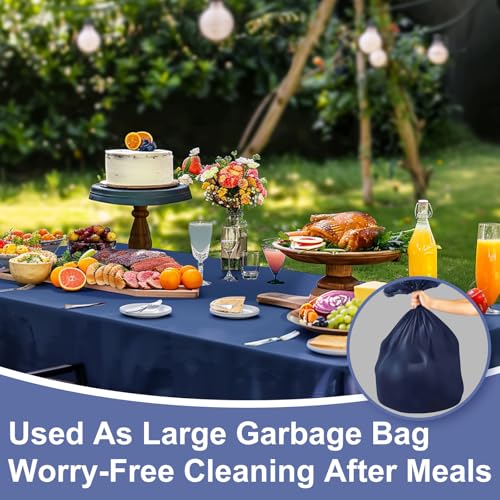 Image of NatNarr 12 Pcs Navy Blue Plastic Tablecloths, Scalloped Blue Table Cloth
