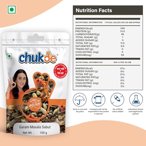 Image of Chukde Garam Masala, Whole Spices Blend of 13 Spices, 100g
