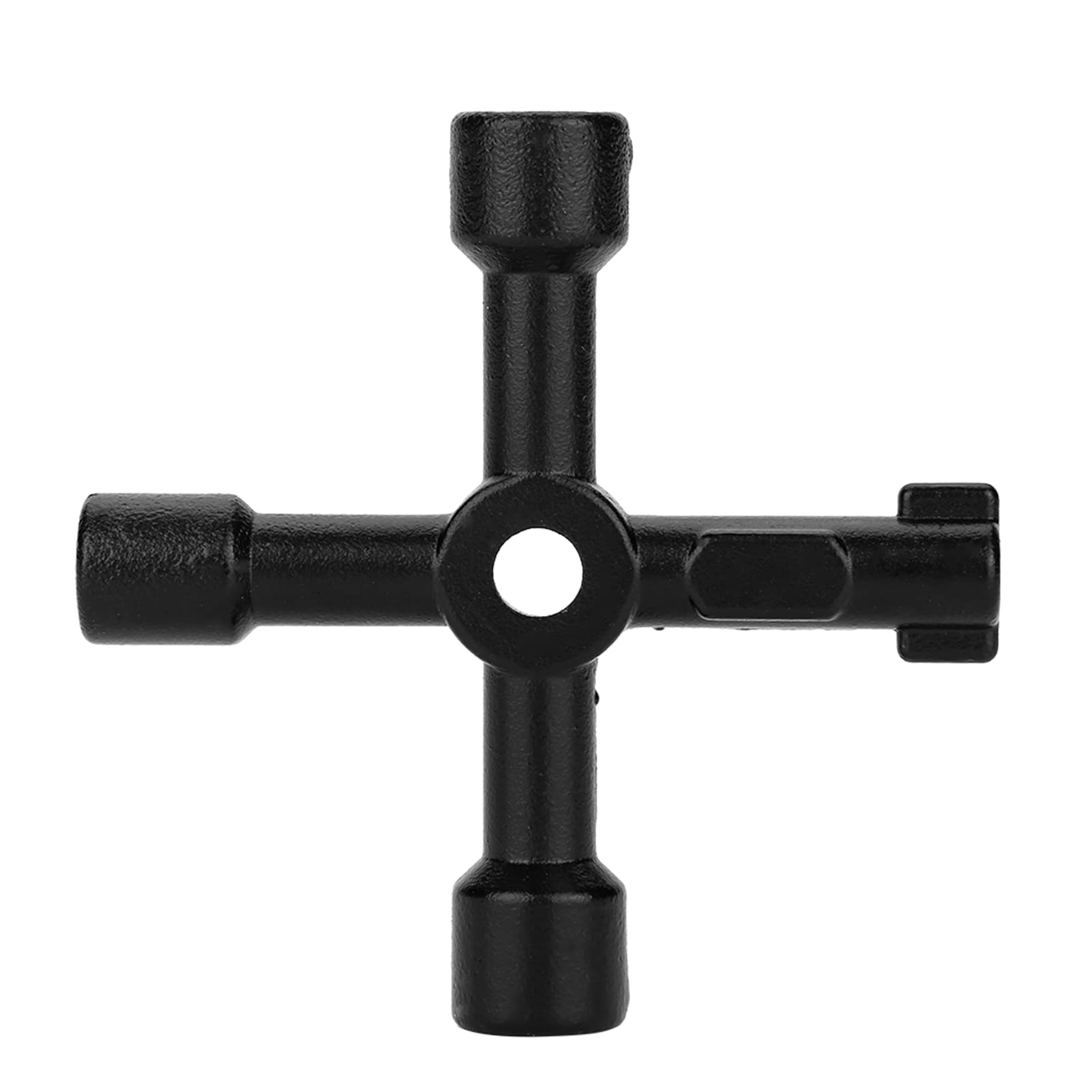 Acouto4 Way Multifunctional Universal Cross Key Zinc Alloy Plumbers Electricians Valve Tools Black Radiator Keys for Bleeding Old Home Radiator Radiator Key Multi Key Multipurpose 4 Way