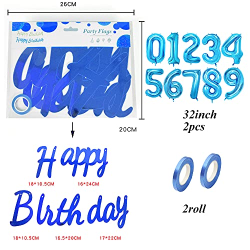 Jrzyhi Ballonnen, cijfers, luchtballon, 10e verjaardag, blauw, reusachtige folieballon, getal 10 heliumnummer, grote XXL… - Afbeelding 3