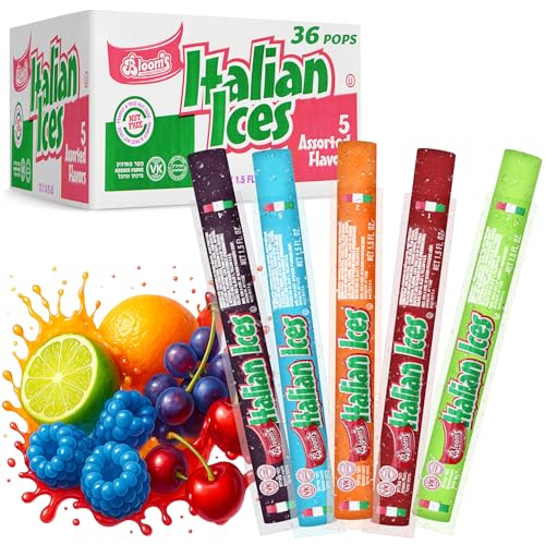 Italian Ice Freeze Pops, 36 Count Freeze Pops Bulk Each is 1.5oz, Great Dye Free Popsicles for...