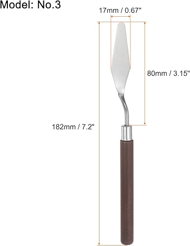 Miniatura 9 de 2 cuchillos de paleta No.5 de 0.551 in de ancho, espátula puntiaguda pequeña de acero inoxidable, cuchillo de paleta de pintura con mango de madera